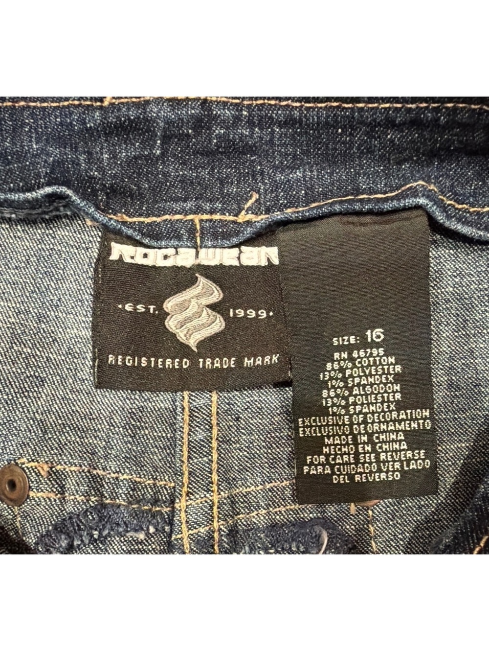 Y2k Rocawear Denim Blue Jean Skirt Size 16 Vintage Midi - Picture 3 of 6